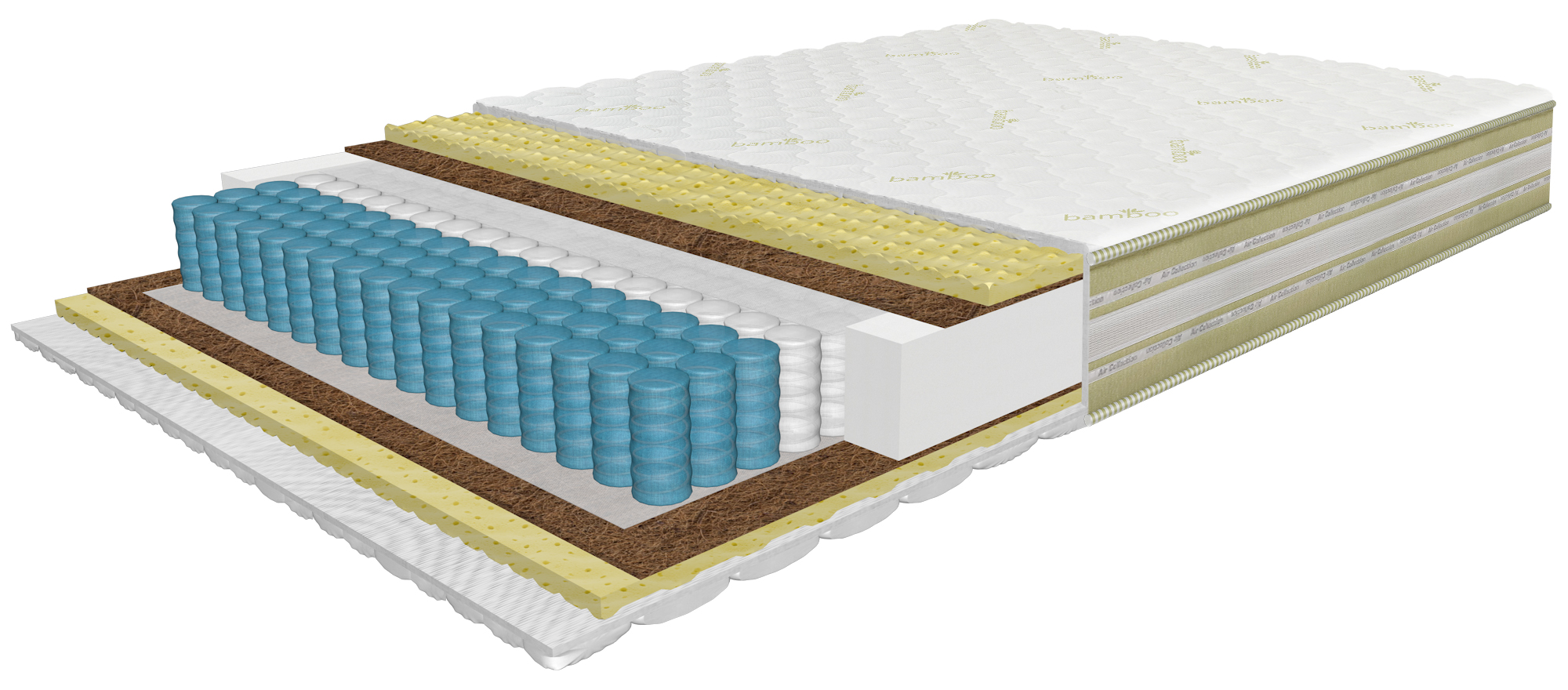 Air Eco mattress 140x200 cm, with 7-zone Pocket springs, coconut and latex, height 25 cm, rolled